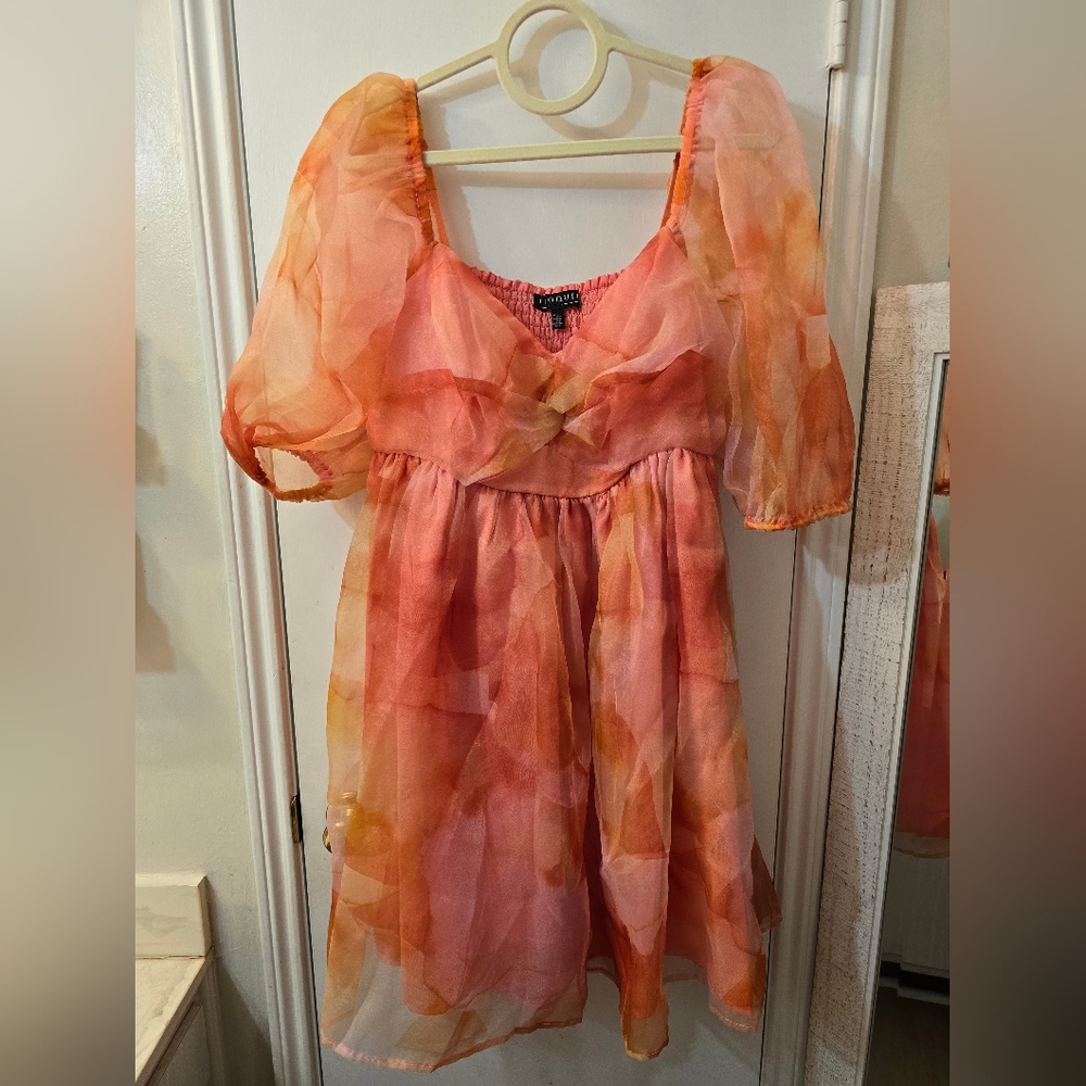 Eloquii Coral Sheer Dress
